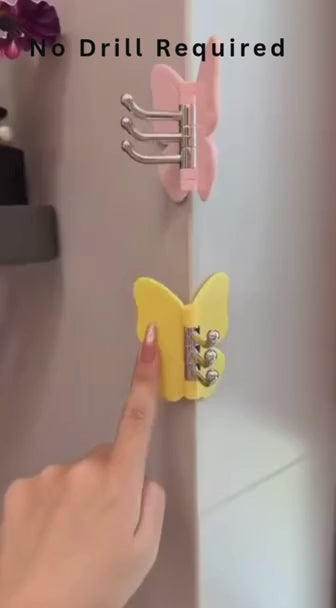 270° Rotating Butterfly Wall Hooks Self Adhesive(Pack of 4)